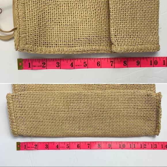 AQUA | Zip Top Straw Woven Beach Tote Bag - Picture 5 of 6